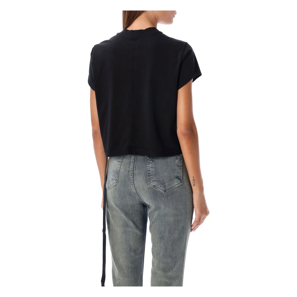 Rick Owens Zwart Cropped T-shirt Black Dames