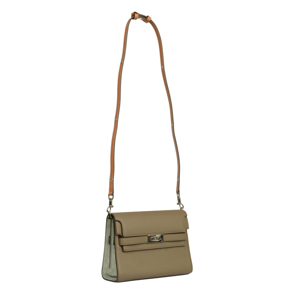 TORY BURCH Kleur-Blok Schoudertas in Pebble Brown Dames