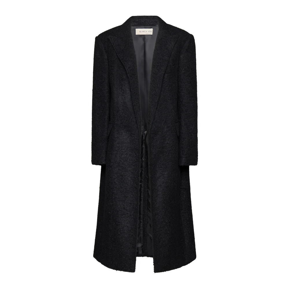 Blanca Vita Gevilte Enkelrij Lange Jas Black Dames