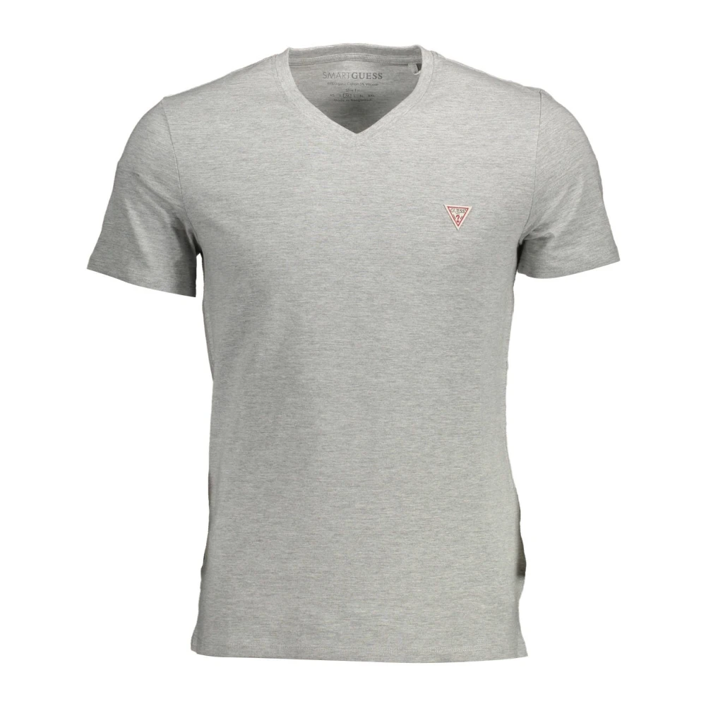 Guess Men's Gray Slim Fit Tee With V-Neck