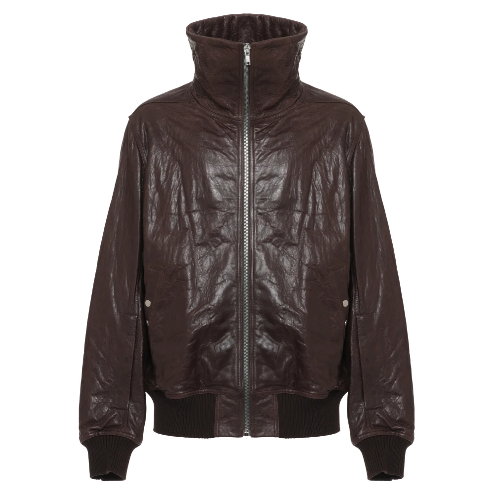 Rick Owens , Bomber Jackets, Male, Brown, L, Leather Bomber Jacket