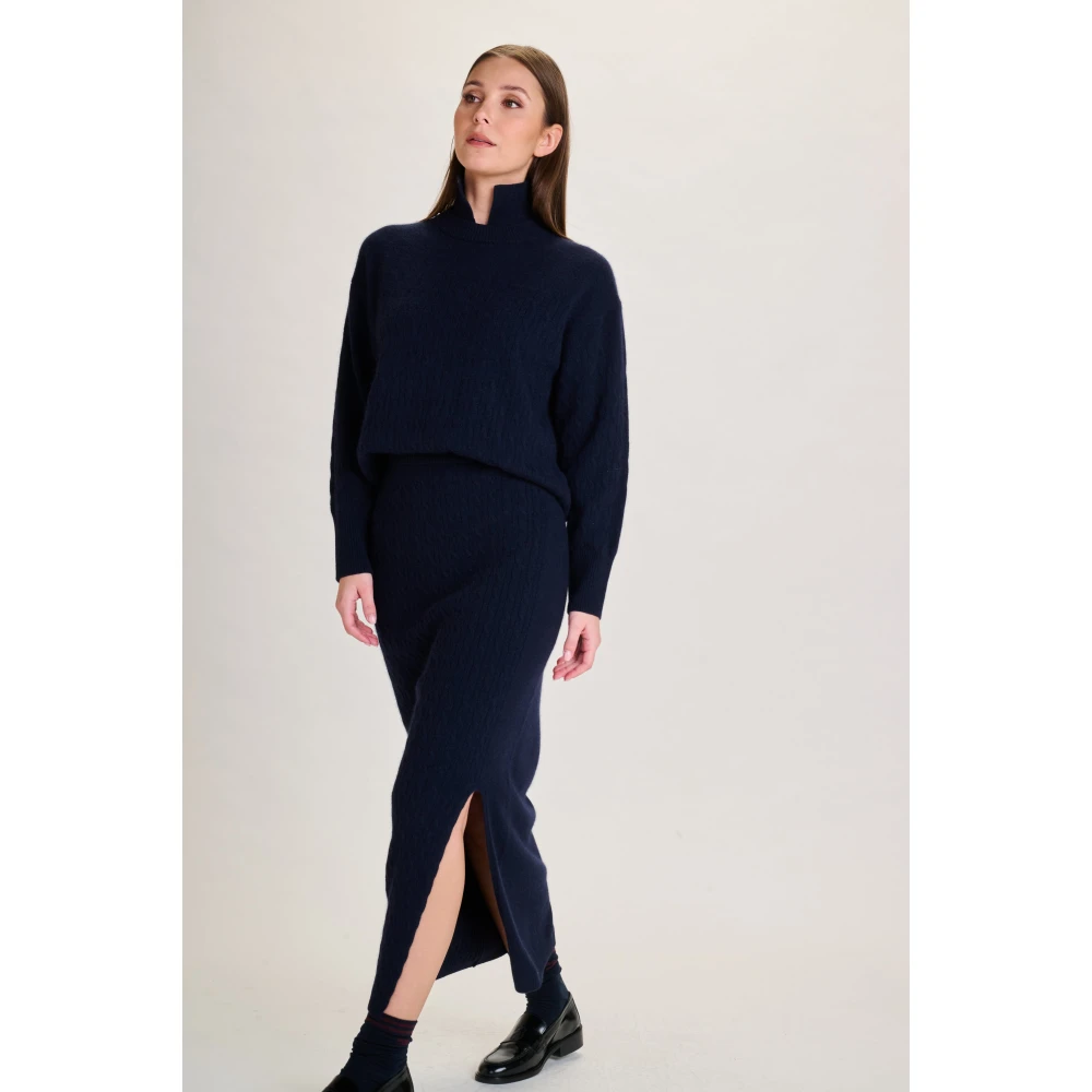 March23 Rok midi met bloemenprint Blue Dames
