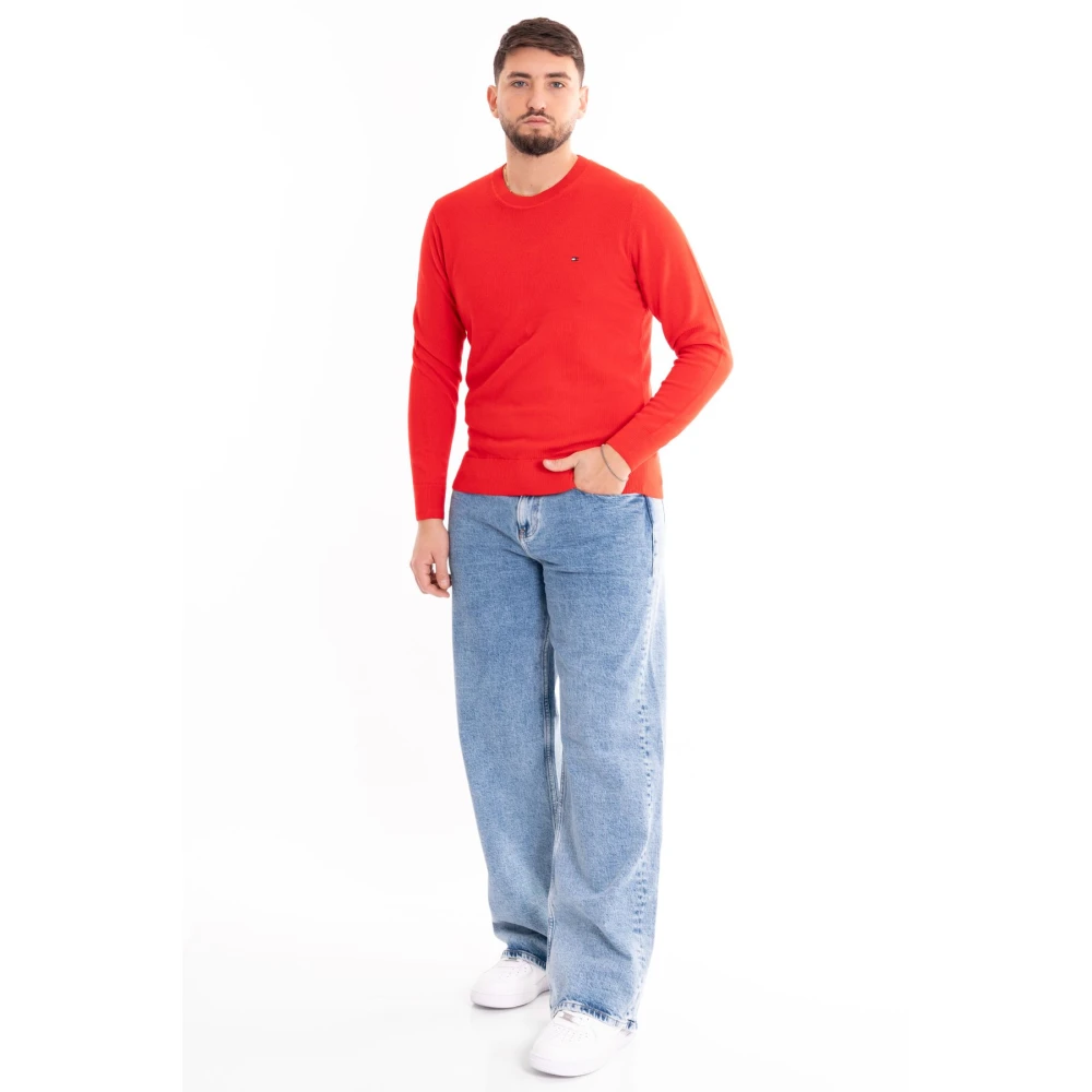 Tommy Hilfiger Ridge Crew Neck Sweater Red Heren