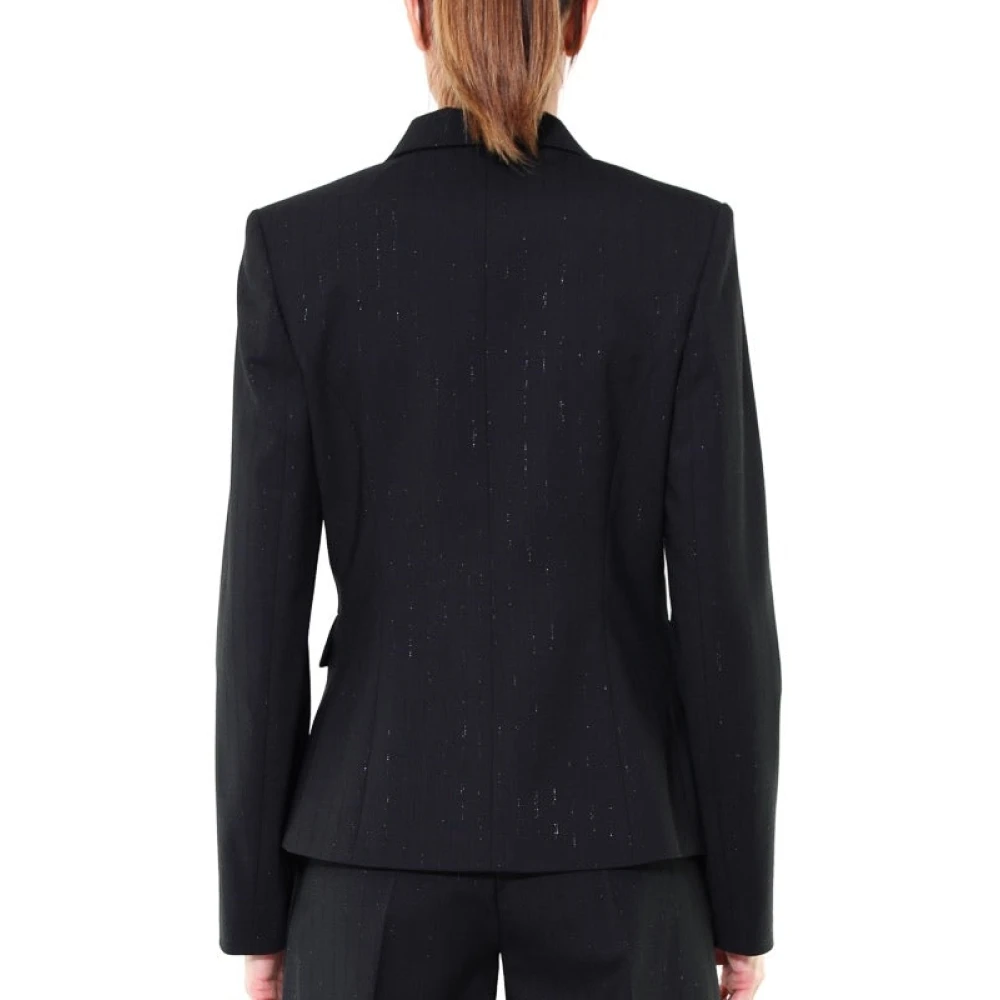 pinko Gestreepte Glitter Blazer Jas Zwart Black Dames