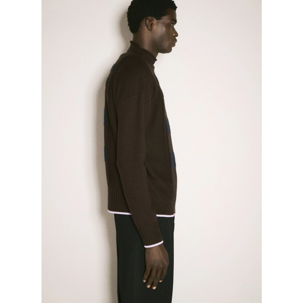Lanvin Gestreepte Wollen Trui Brown Heren