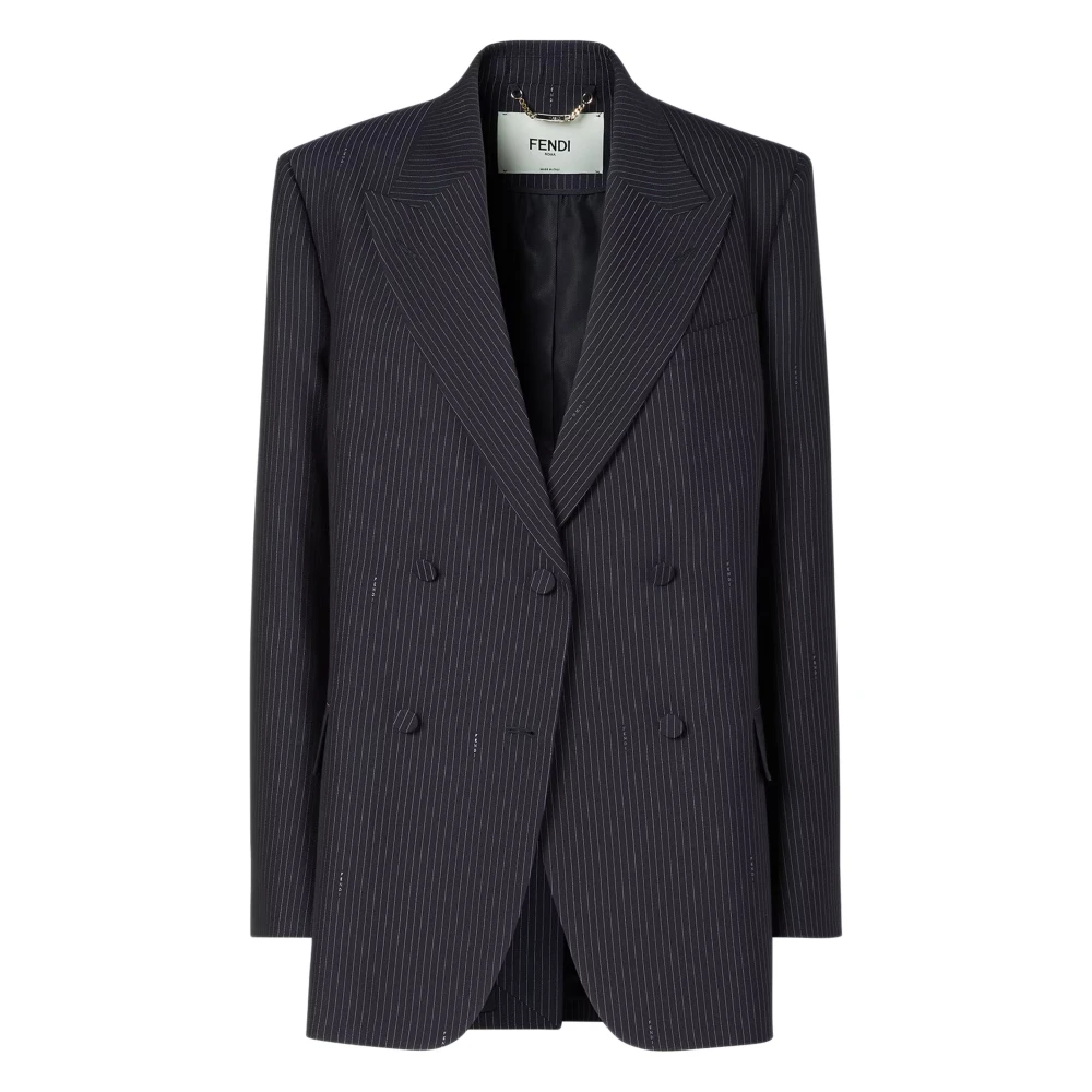 Fendi Women's Blue Double-Breasted Blazer - Blazers - 2XS - Jackets