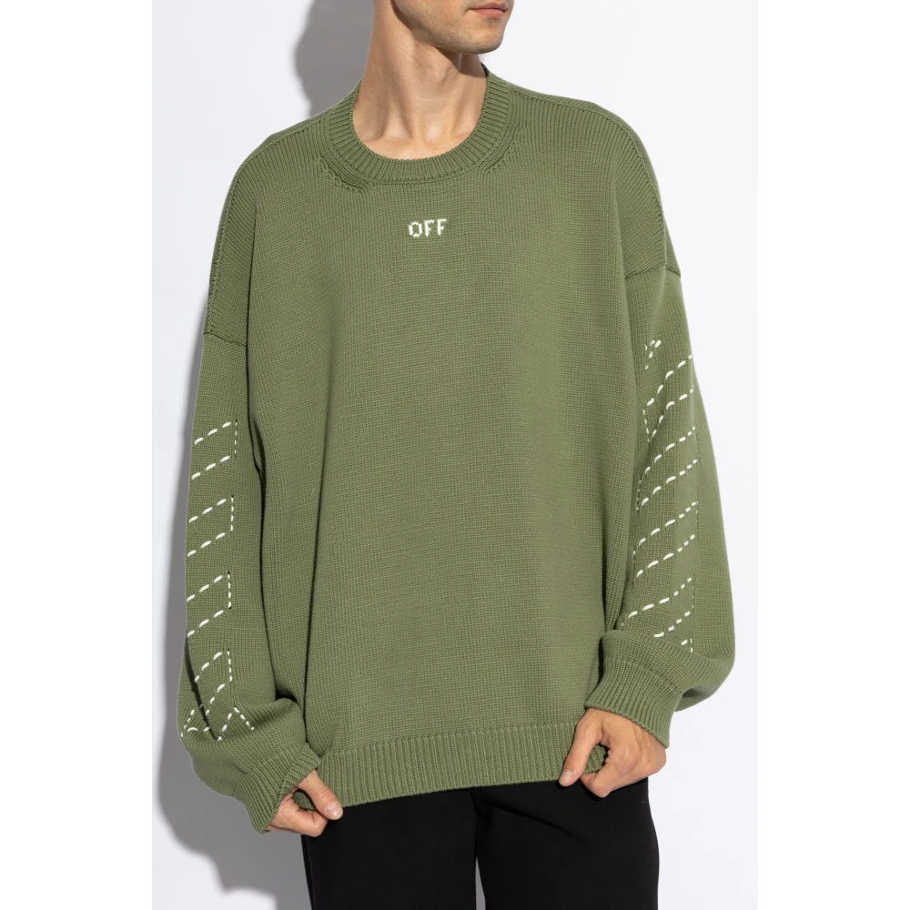 Off White Trui met logo Green Heren