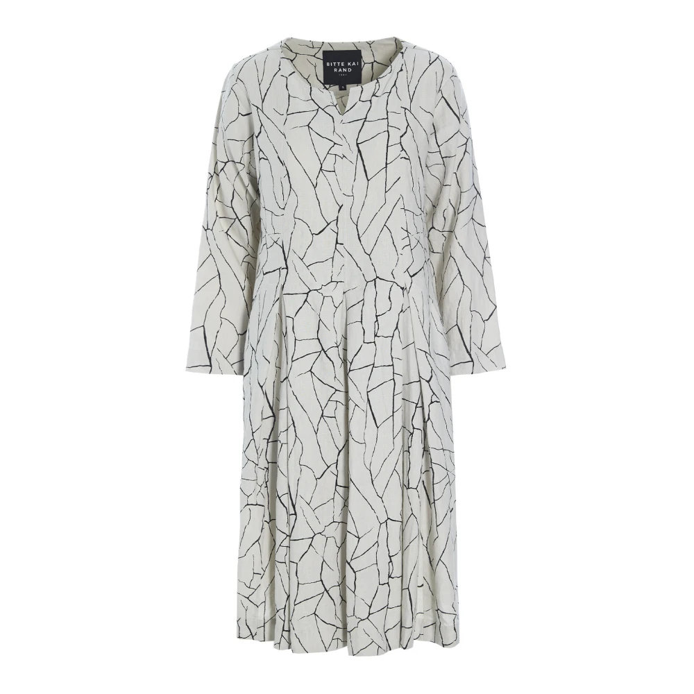 Bitte Kai Rand Craquelure Jurk Ivoor Grafische Stijl Beige Dames