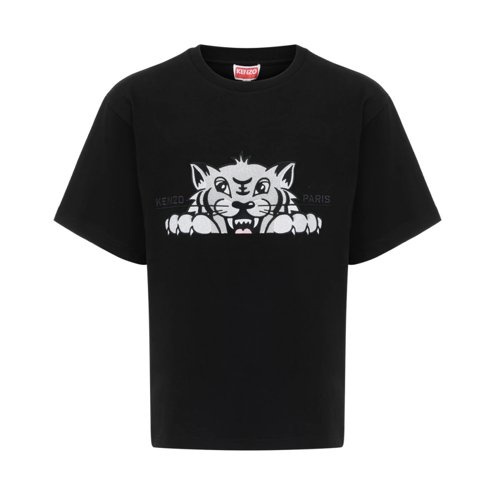 Kenzo Blije Tijger Geborduurd T-shirt Black Heren