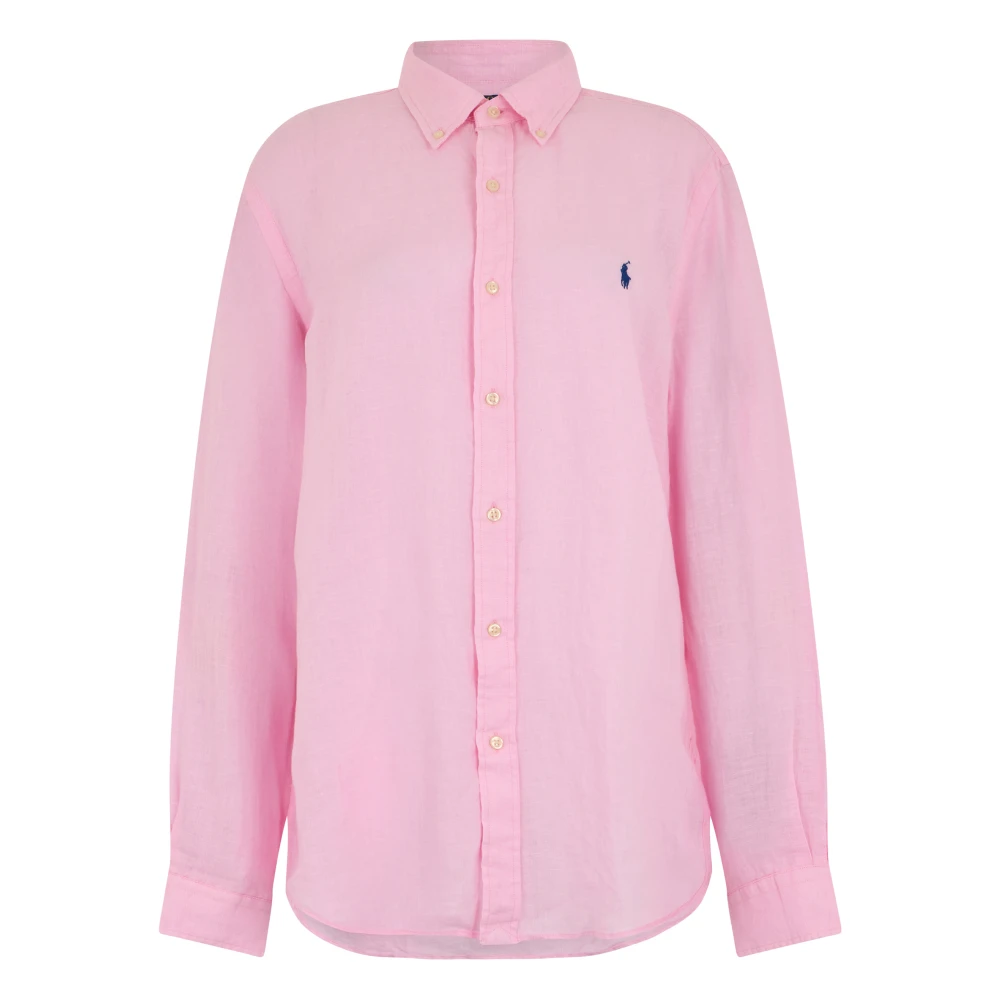 Polo Ralph Lauren Herr Rosa Skjortor Xl, Linne, Skjorta I Linne Med Anpassad Passform