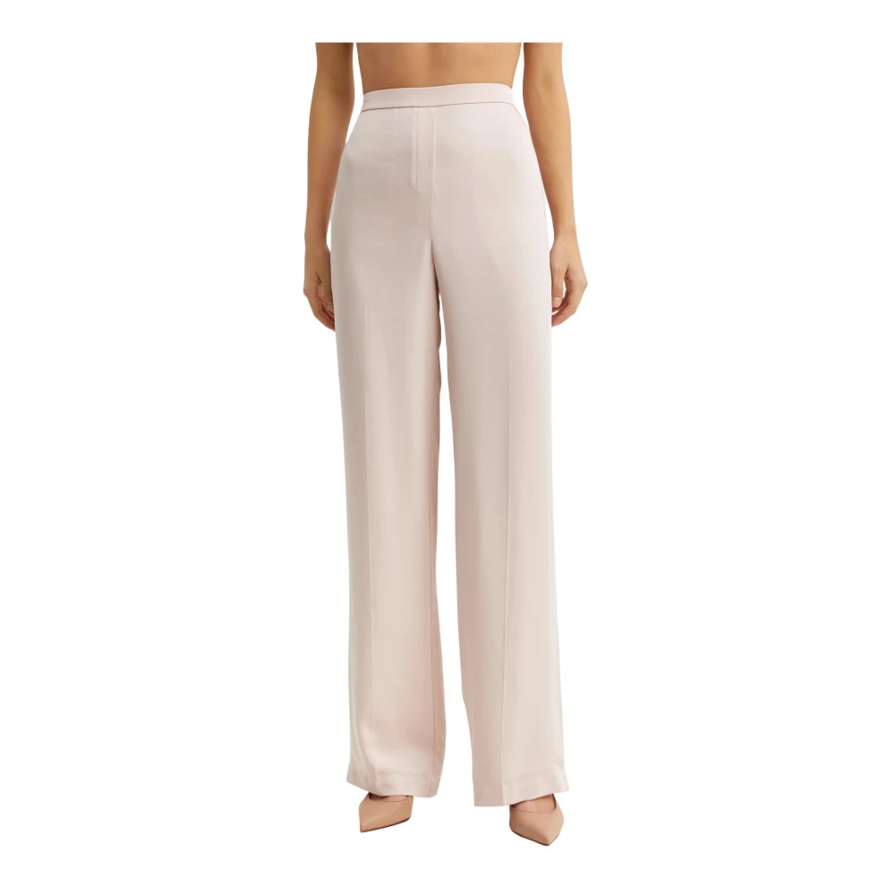 Theory Donna Rosa Pantaloni Ampi A Gamba Larga In Georgette Di Seta