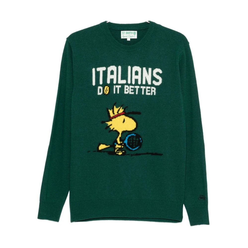 Mc2 Saint Barth Men's Green Round-Neck Knitwear, L, Heron Jumper