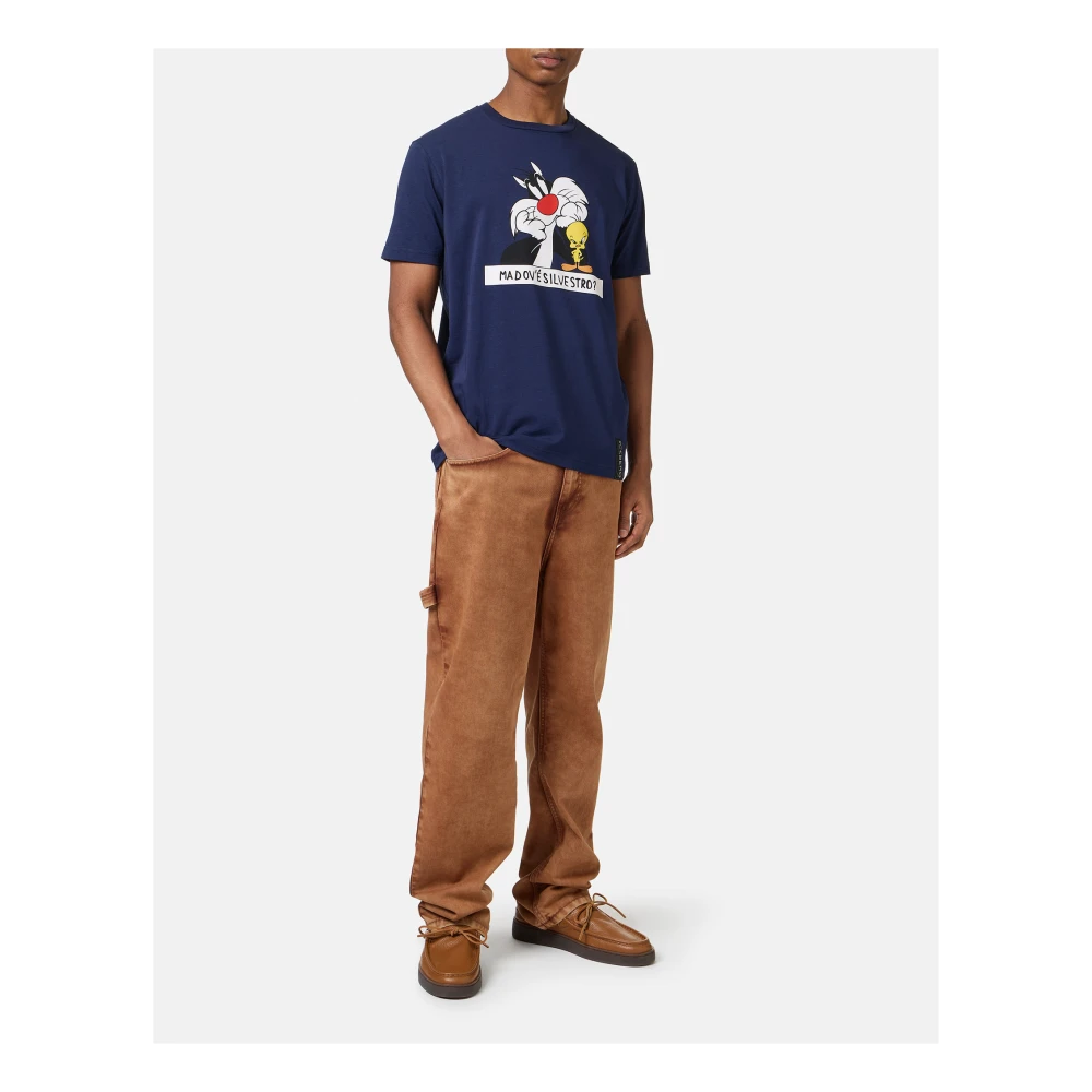 Iceberg katoenen blauw T-shirt met Looney Tunes print Blue Heren