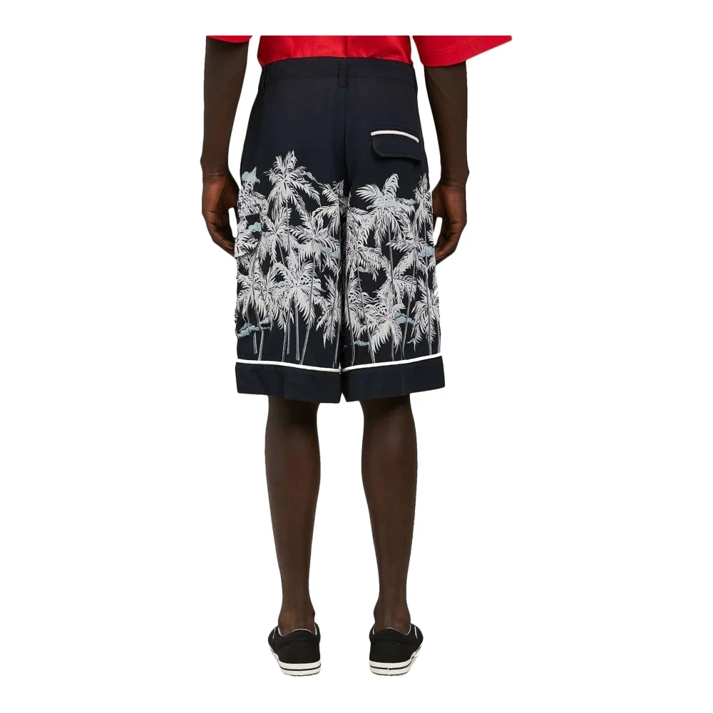 Palm Angels Zijden Palm Print Shirt Mannen Black Heren