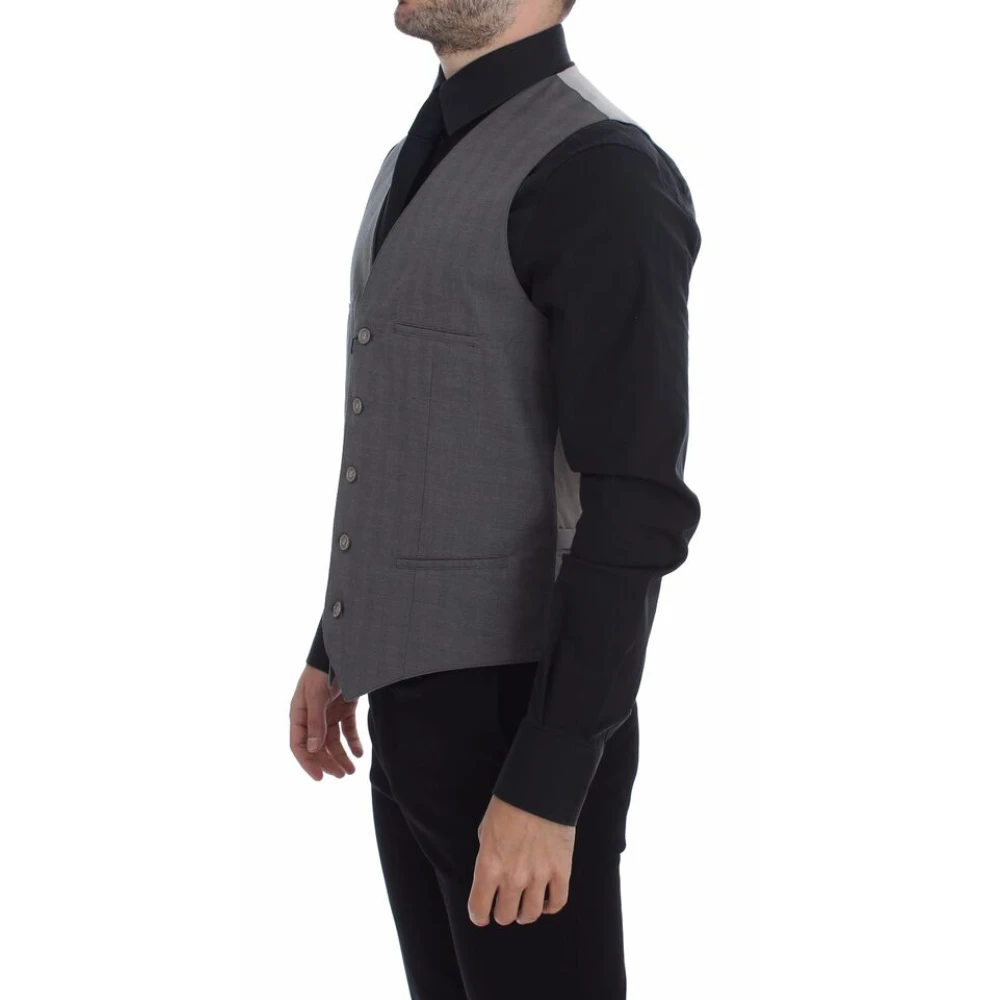 Dolce & Gabbana Grijze Slim Fit Jurk Vest Gray Heren