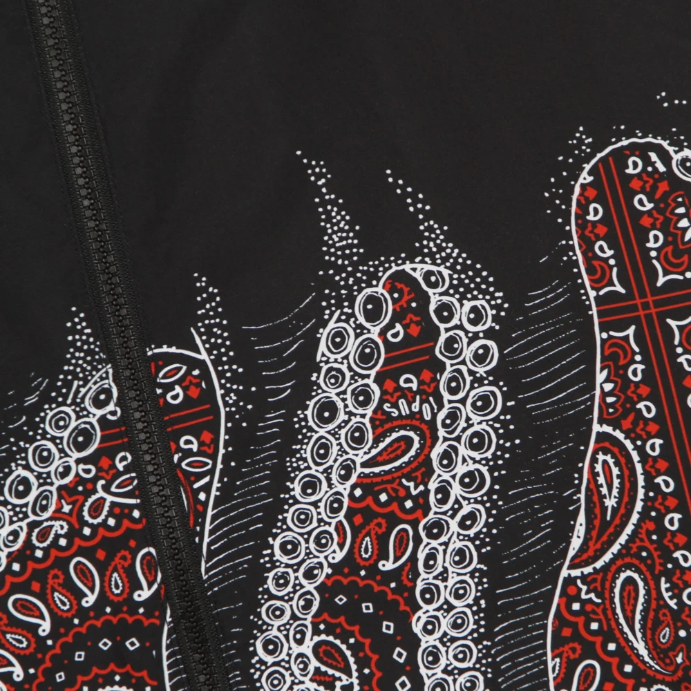 Octopus Zwarte Bandana Windbreaker Jas Multicolor Heren