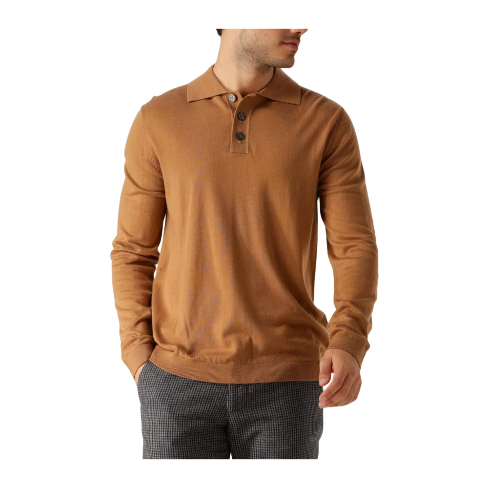 SELECTED HOMME Heren Truien & Vesten Slhtray Ls Knit Merino Polo Camel