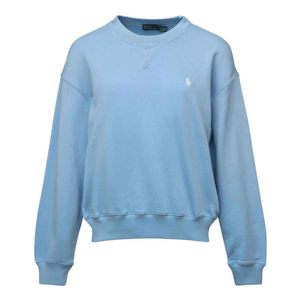 Polo Ralph Lauren Women's Blue Sweatshirts, L, Fleece Crewneck Sweatshirt