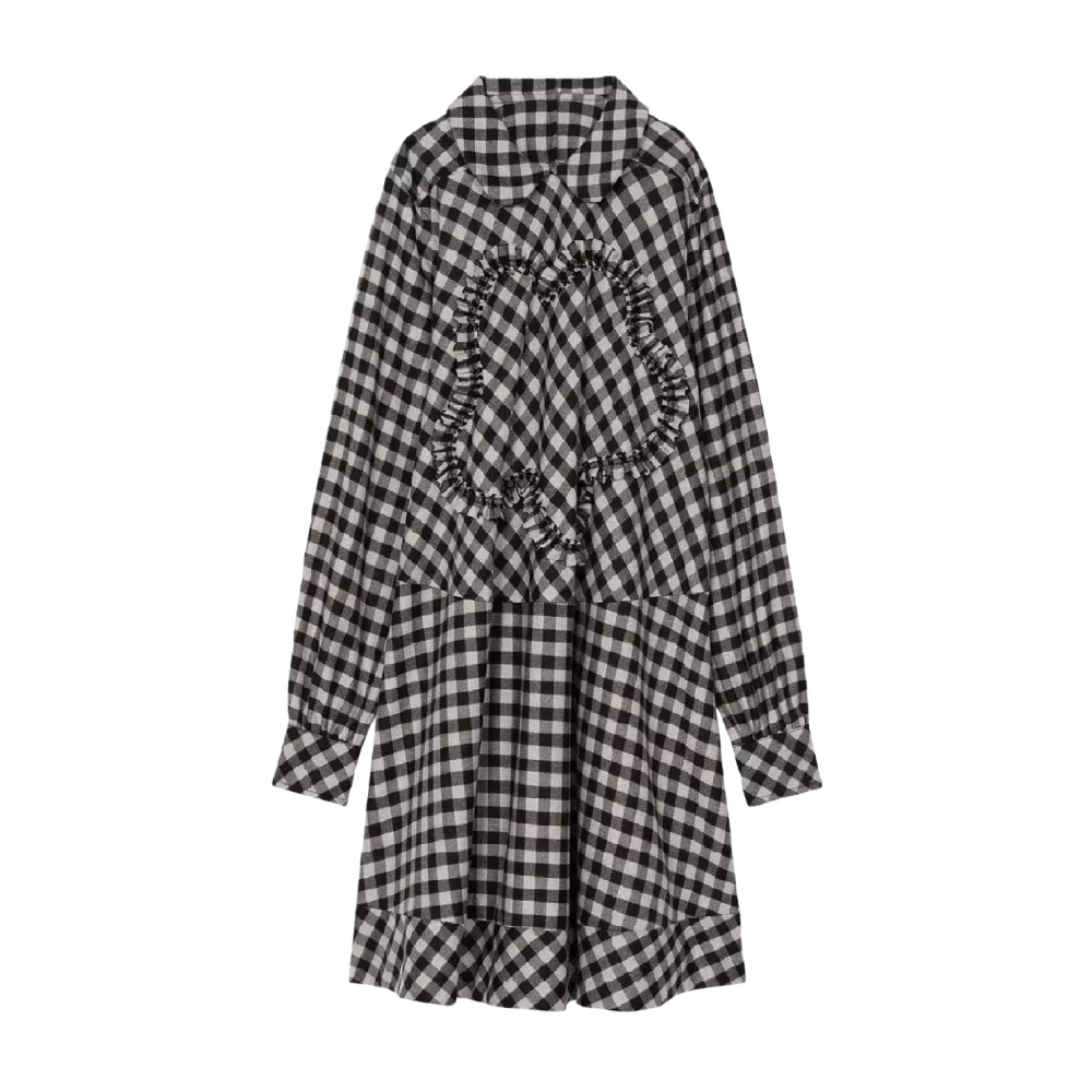 Kenzo Geruite wollen mini-jurk met kraag Black Dames