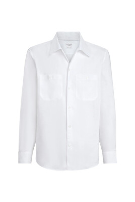 Chemise Brunello Cucinelli Homme Petite - Blanche En Coton Jacquard, Taille S, Fabriquée En Italie