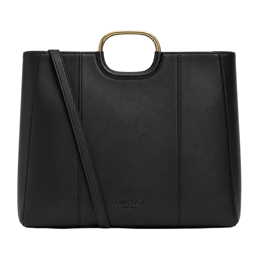 Twinset Women's Black Shopping Bags, One Size, Tote Bag