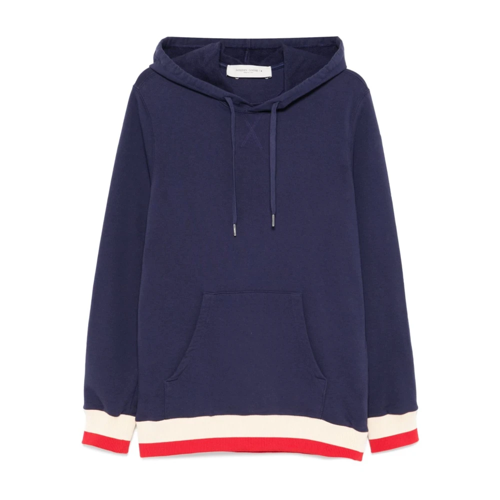 Golden Goose Blauw Logo Sweatshirt met Geribbelde Details Blue Heren