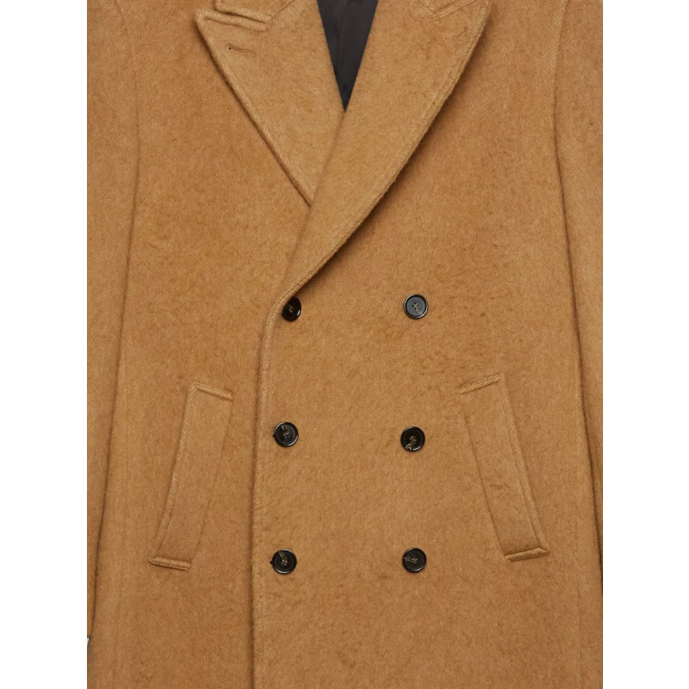 Msgm Kameel Double-Breasted Jas Brown Heren