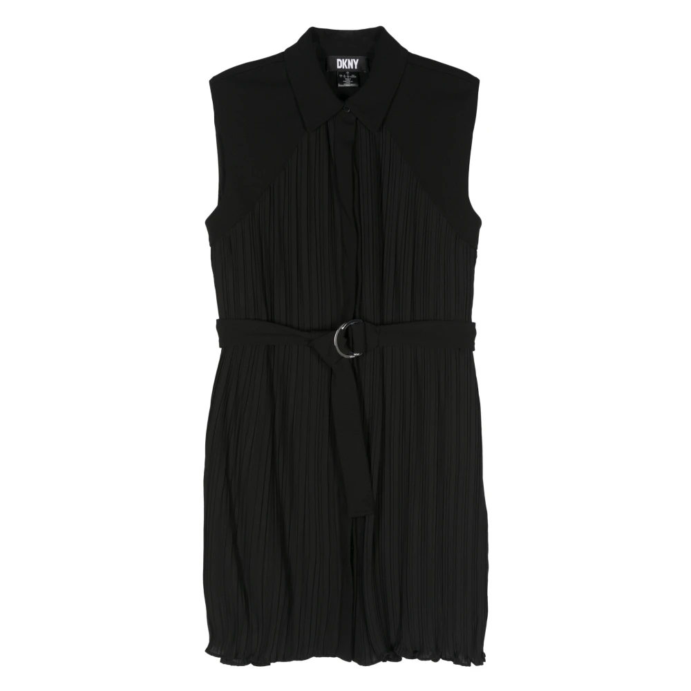 DKNY Zwarte Geplooide Slip Midi Jurk Black Dames