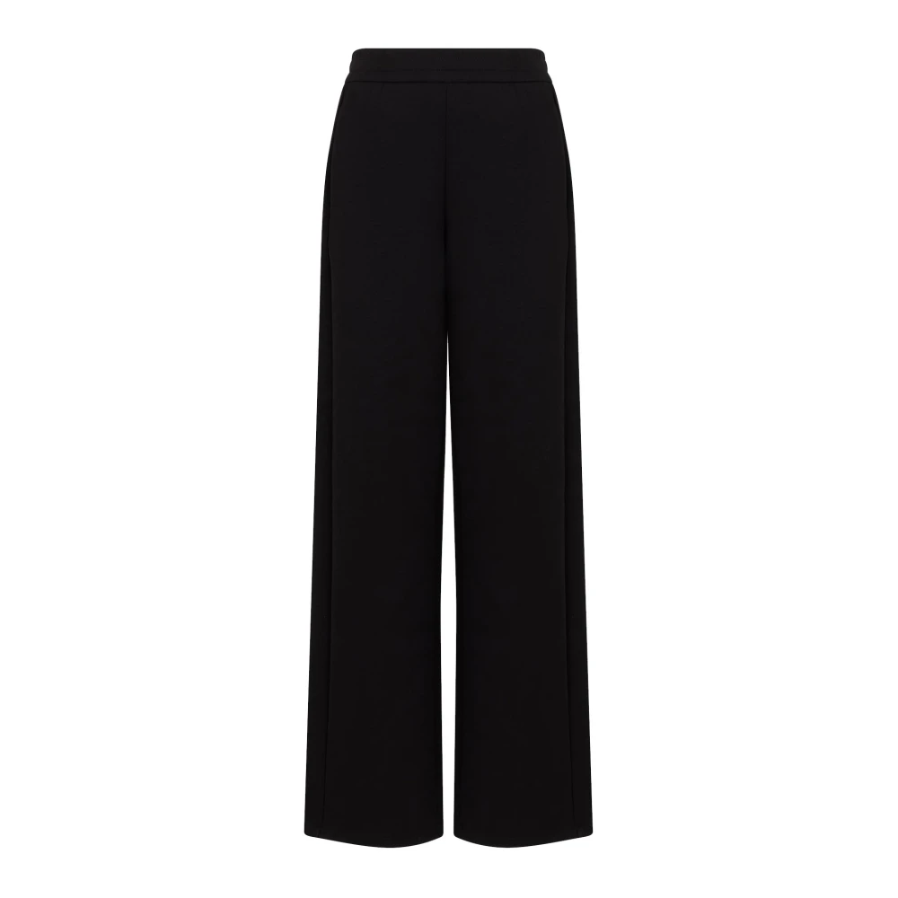 Emporio Armani Zwarte Broek Dubbele Jersey Elastische Taille Black Dames