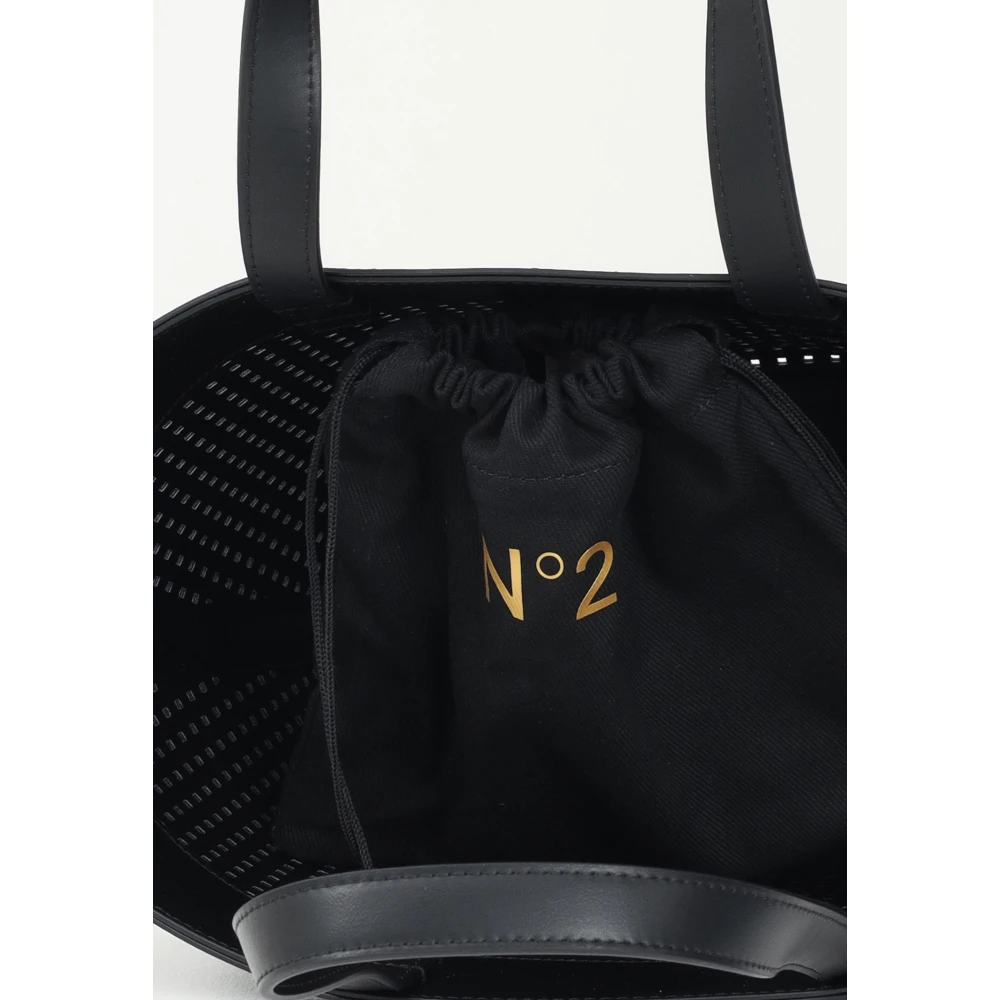 N21 Zwarte geperforeerde shopper tas Black Dames
