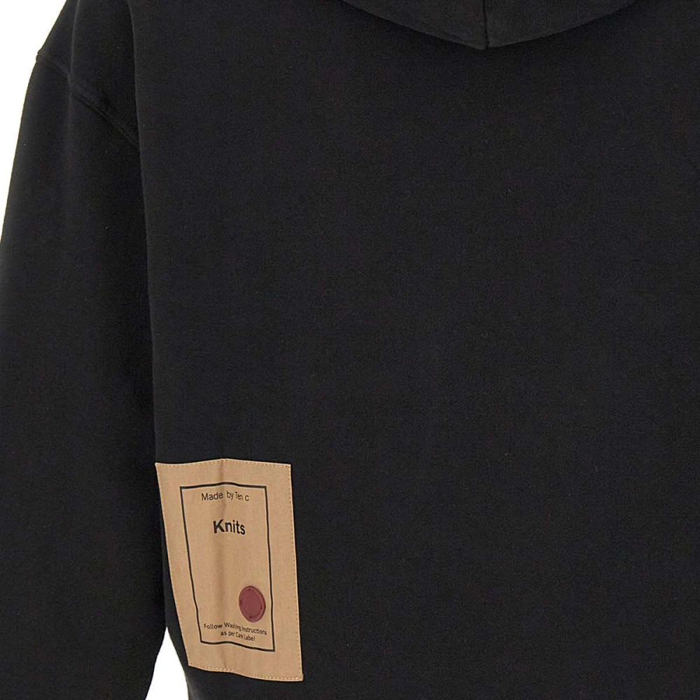 Ten C Zwarte Katoenen Hoodie Black Heren