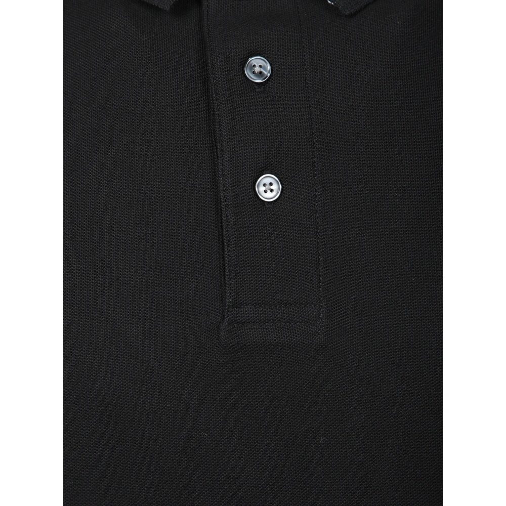 Emporio Armani Zwarte Polo Shirt met Knoopsluiting Black Heren