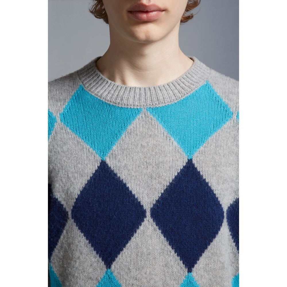Moncler Argyle Crew Neck Wool Cashmere Sweater Multicolor Heren