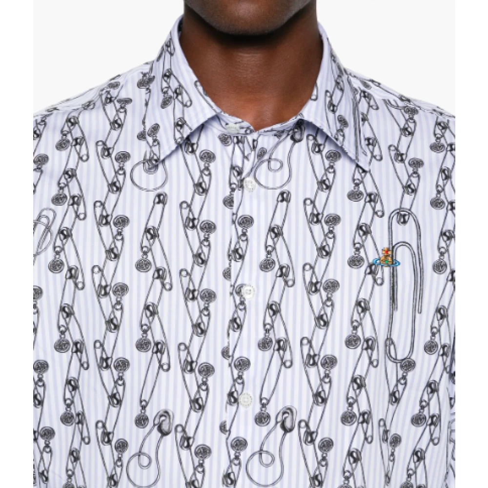 Vivienne Westwood Veiligheidspinstripe Ghost Shirt Blue Heren