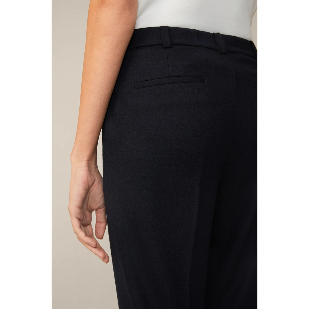 Windsor Marineblauwe Wollen Jersey Plooi Broek Blue Dames