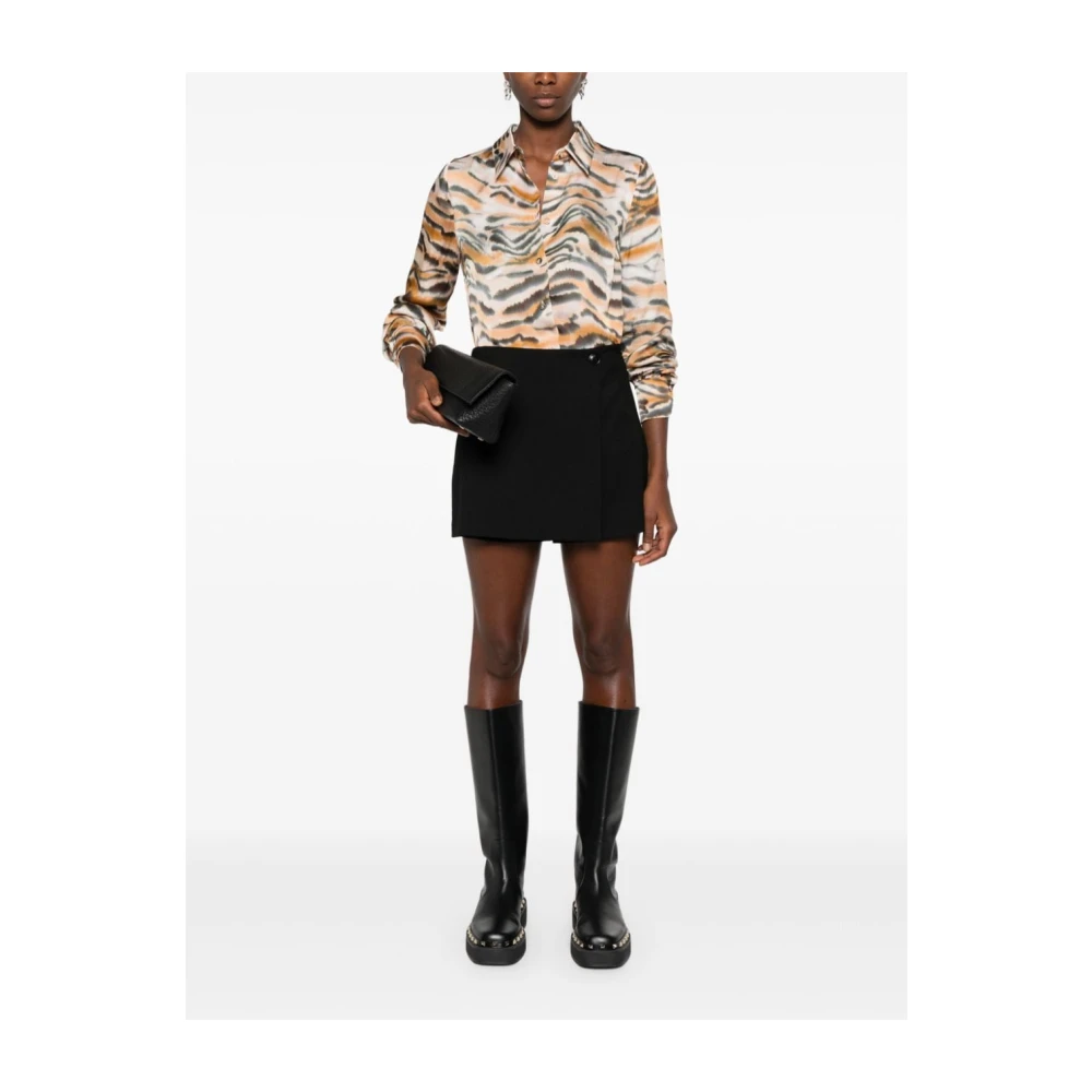 Twinset Zwarte Twill Shorts met Gouden Logo Black Dames