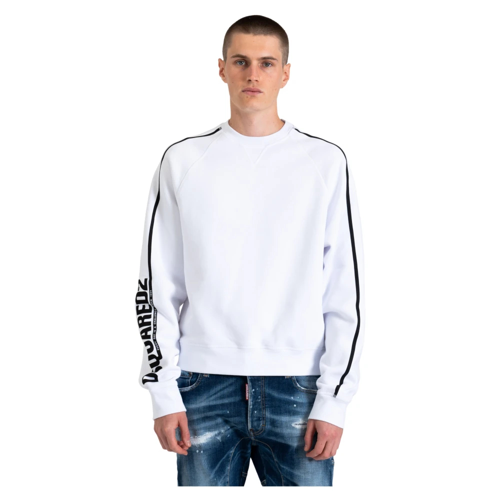 Dsquared2 Men's White Cotton Sweatshirt 2XL