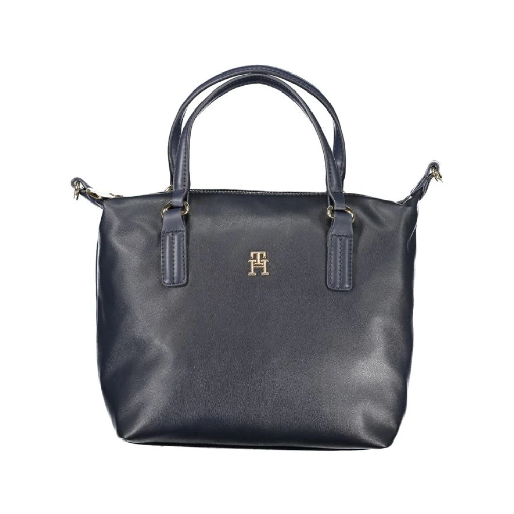 Tommy Hilfiger Women's Blue Polyester Handbag With Adjustable Shoulder Strap