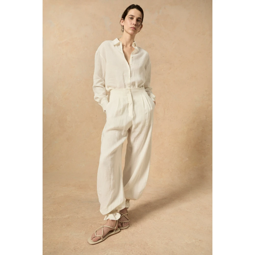 Cortana Marlo rauwe linnen broek Beige Dames