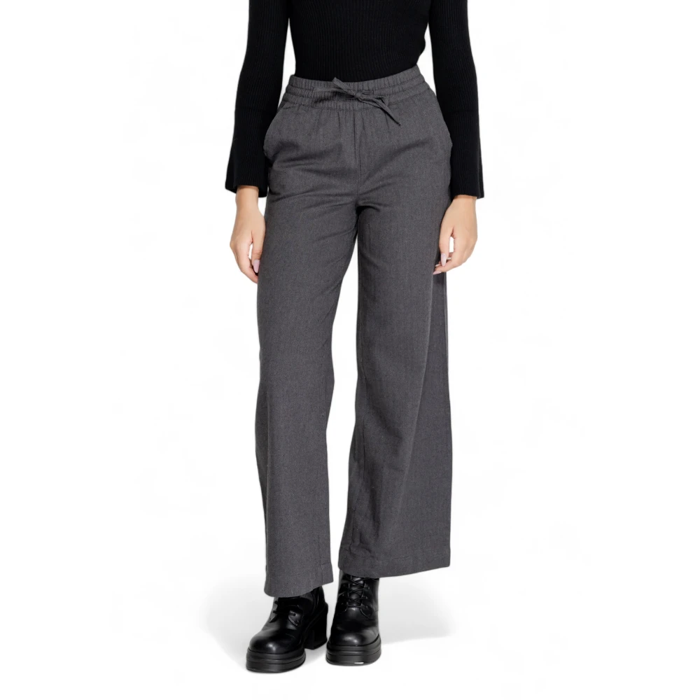 Jacqueline de Yong Wijde Pijp Geweven Broek Herfst Winter Collectie Gray Dames