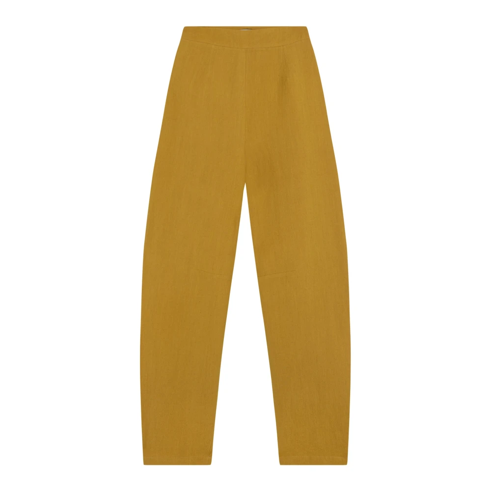 Cortana Yellow Tapered Trousers, Female, Xs, Dakota Linen Wool Trousers