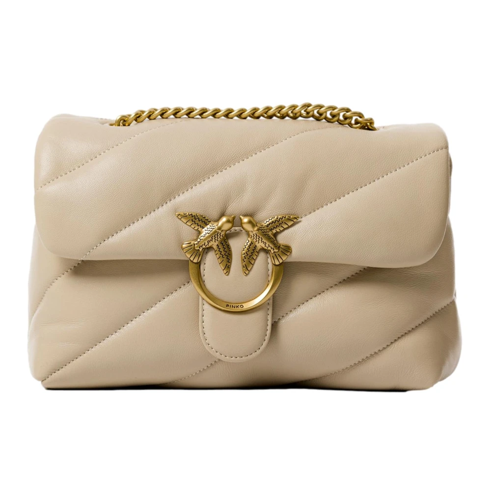 pinko Love Puff Classic Sheep Nappa Tas Beige Dames