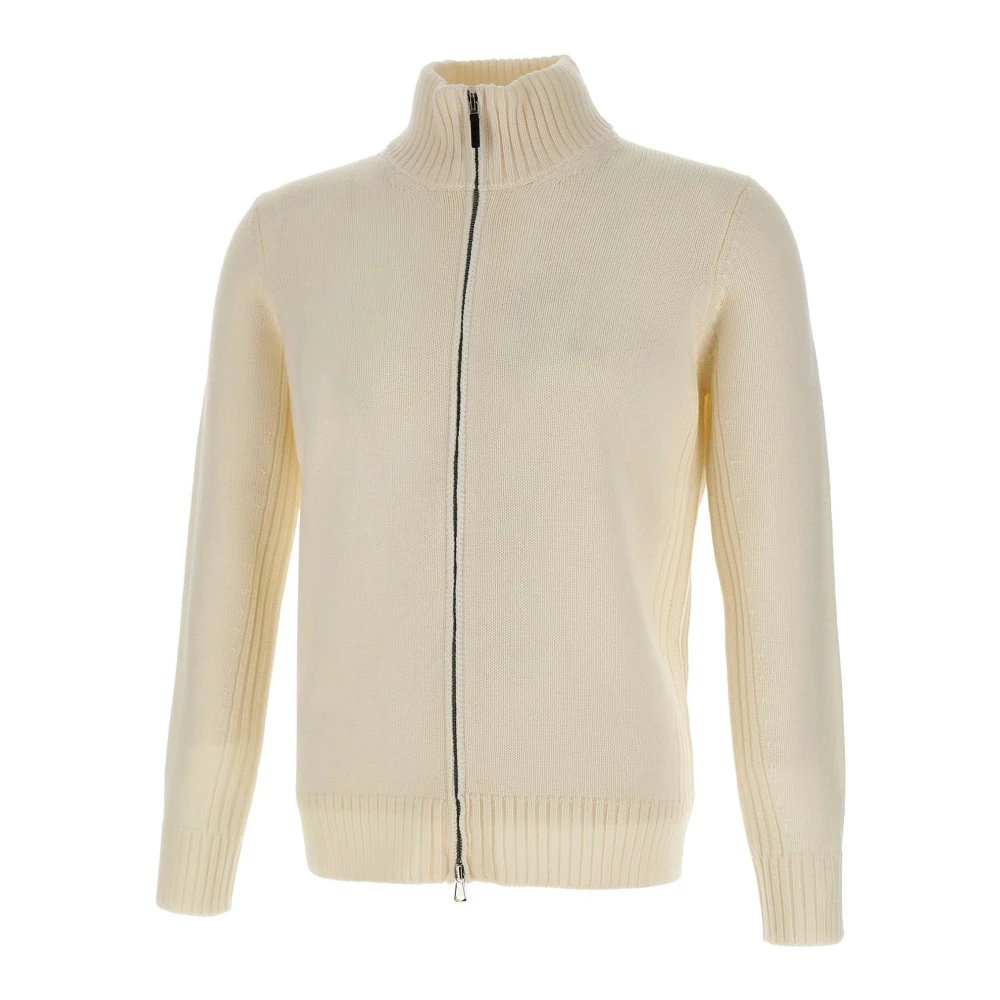 Kangra Men's White Cardigans, L, Wool Cardigan