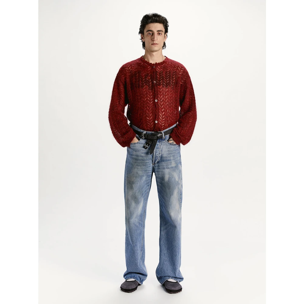 Magliano Versleten blauwe denim straight-cut jeans Blue Heren