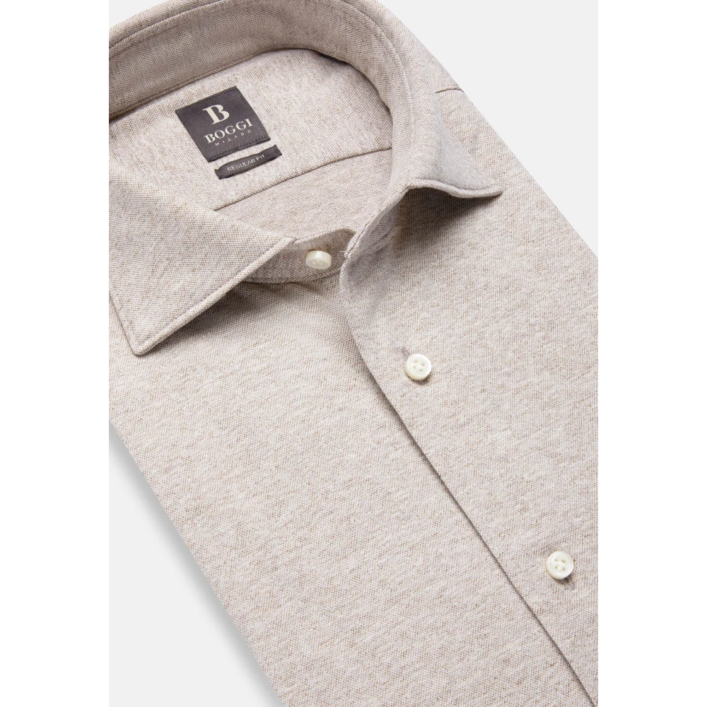 Boggi Milano Regular Fit Katoenen Jersey Polo Shirt Beige Heren