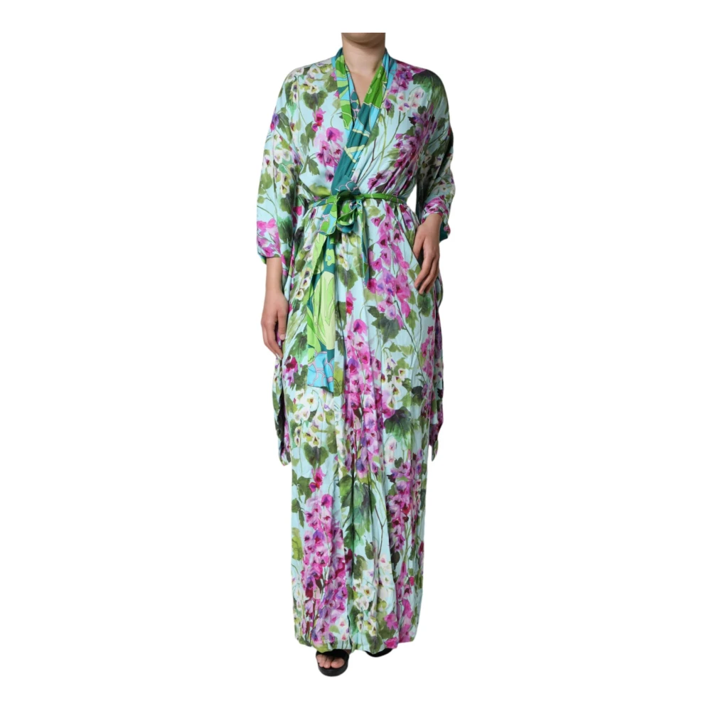 Dolce & Gabbana Bloemenzijden wikkeljurk met riem Multicolor Dames