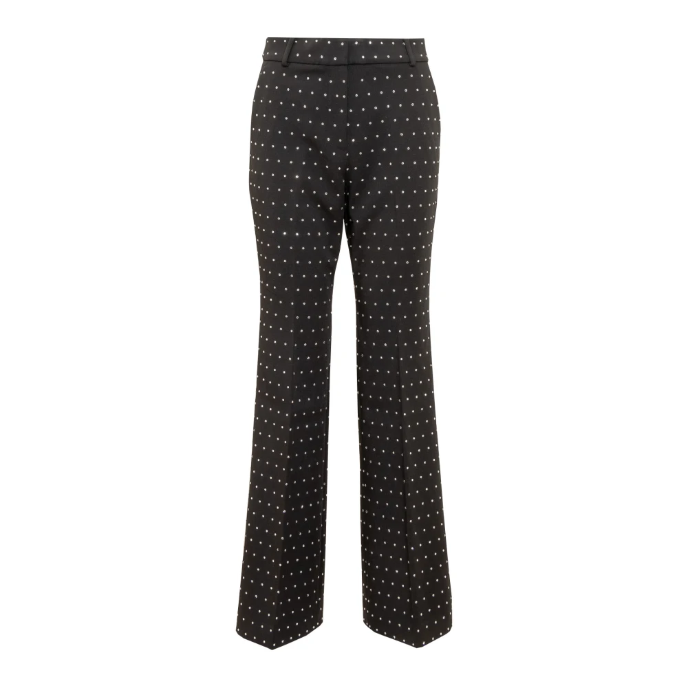 Michael Kors Black Crystal Embellished Stretch Crepe Bootcut Trousers - Female - Wide Trousers - S - Trousers