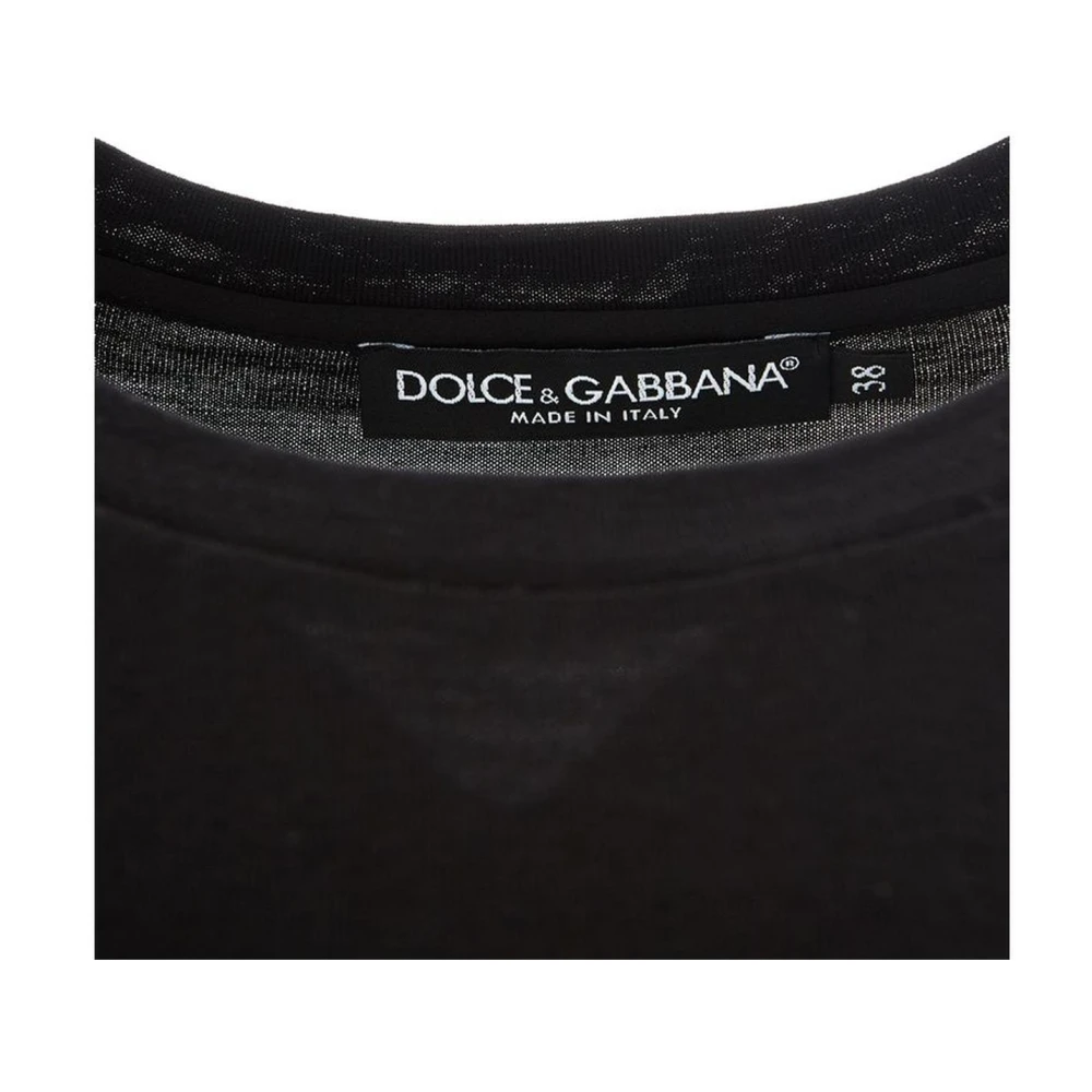 Dolce & Gabbana Zwarte Katoenen Crew Neck T-Shirt Black Dames
