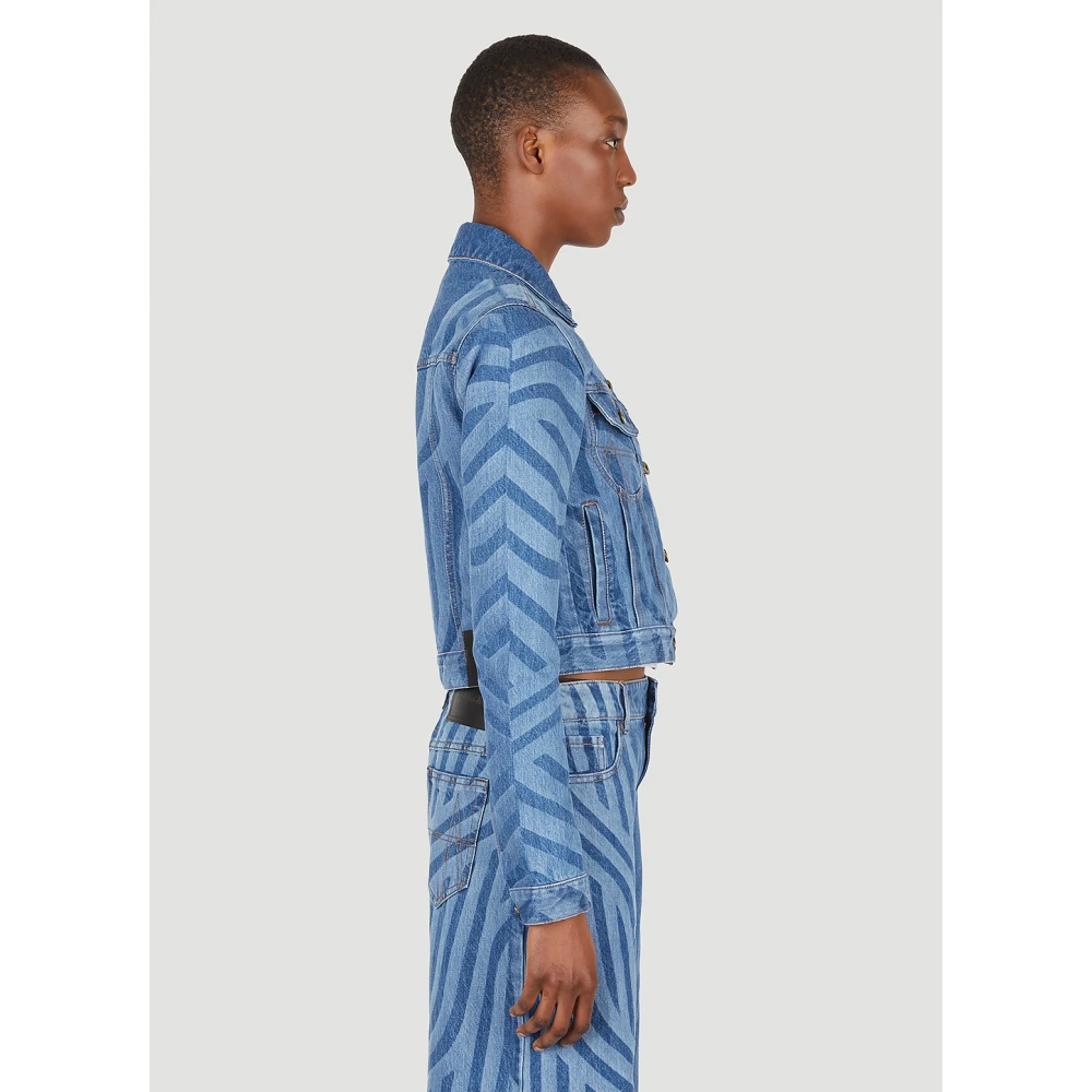 Ahluwalia Denim Jack met Laser Motief Blue Dames