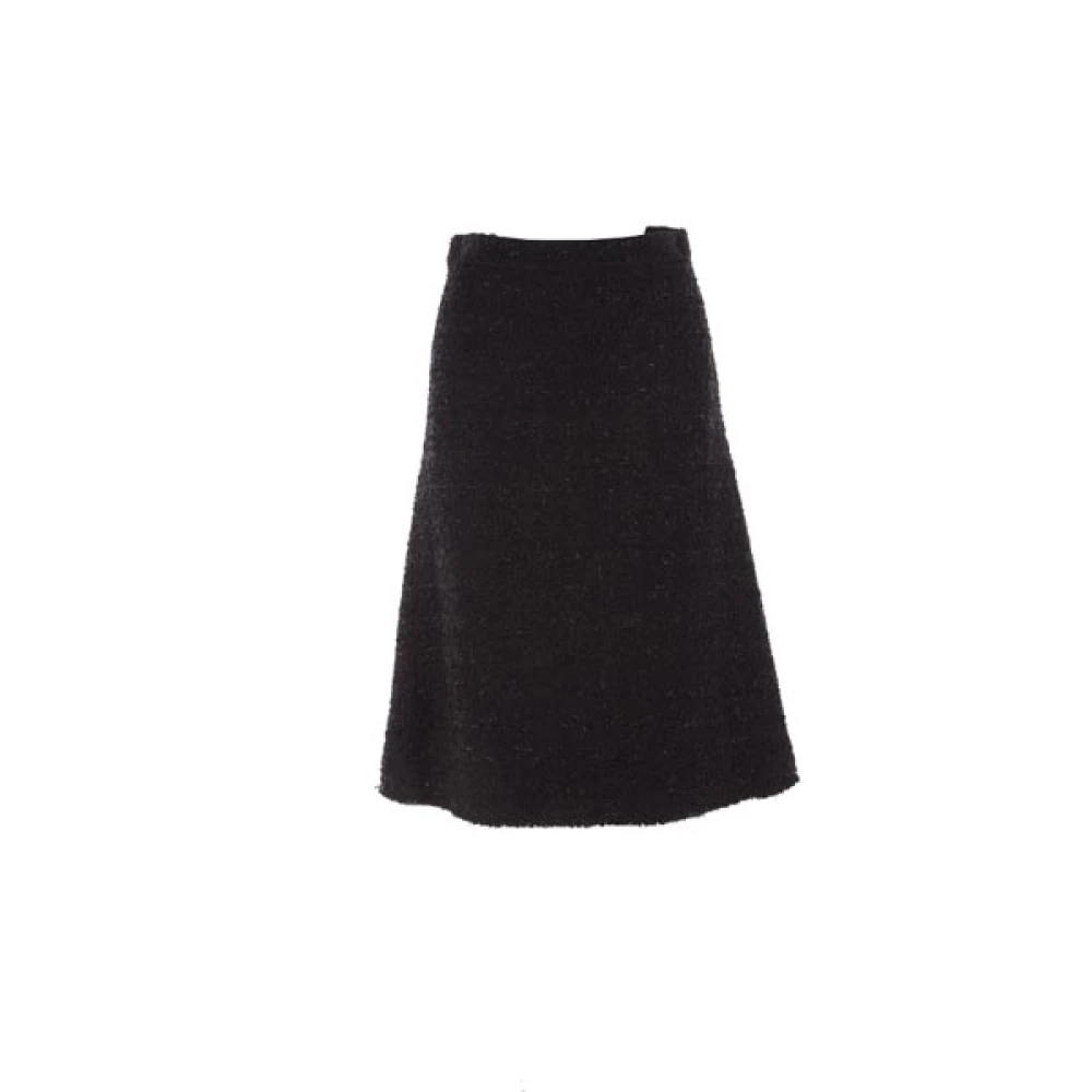 Balenciaga Svart Tweed Midi Kjol Black, Dam